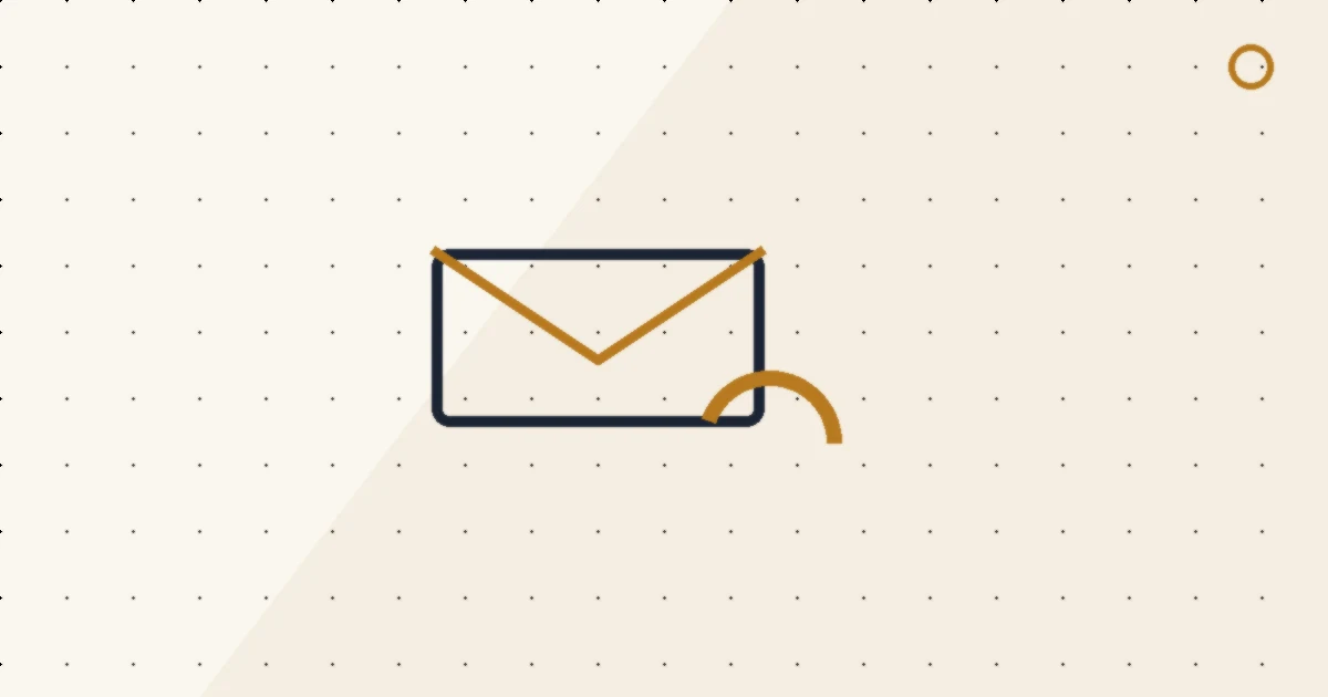 Abstract editorial illustration of an envelope with a hook shape beside it.