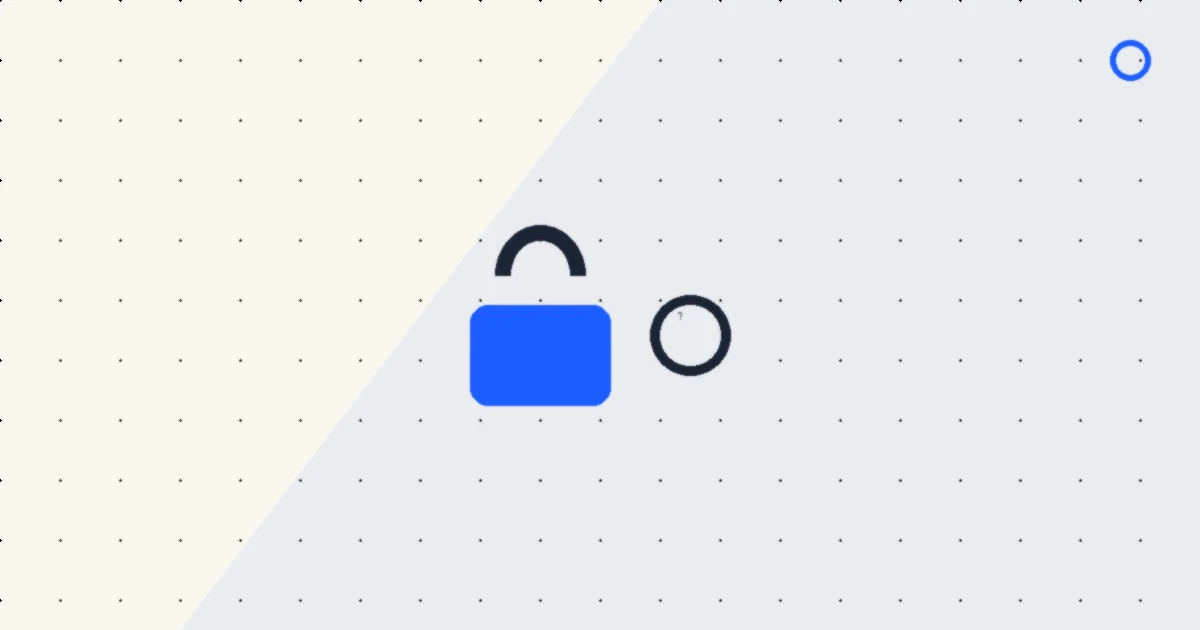Abstract editorial illustration of a padlock beside a question mark.