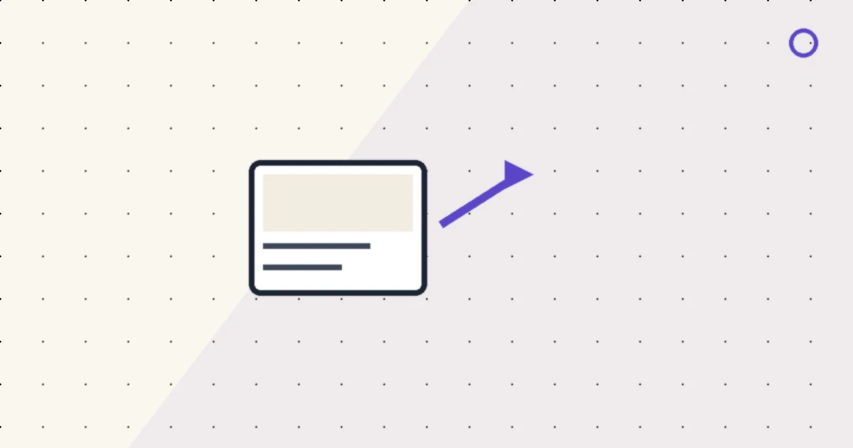 Abstract editorial illustration of a preview card with a mismatched arrow pointing elsewhere.